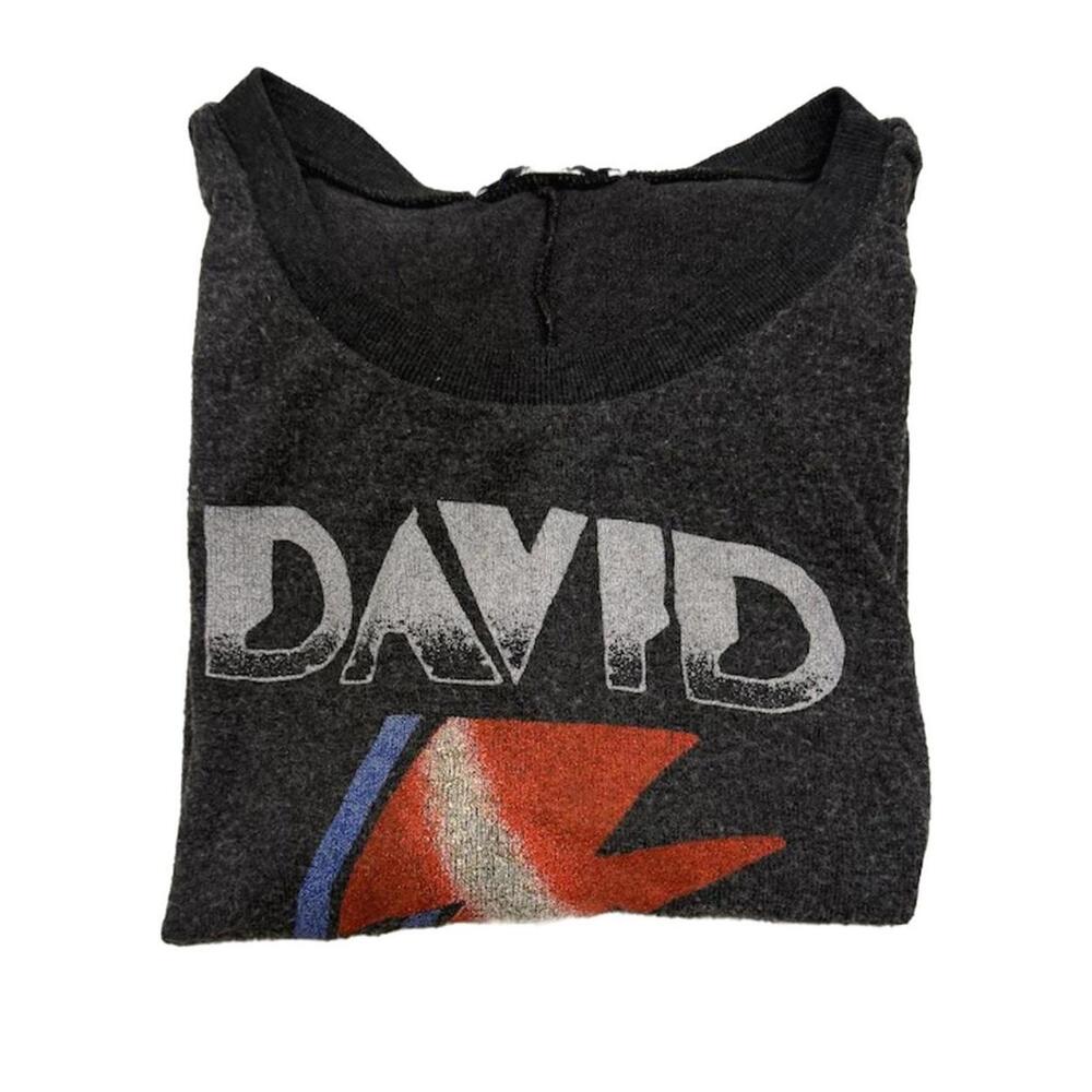 Junk Food David Bowie Cropped Graphic Sweatshirt Lightning Bolt Black Women's M